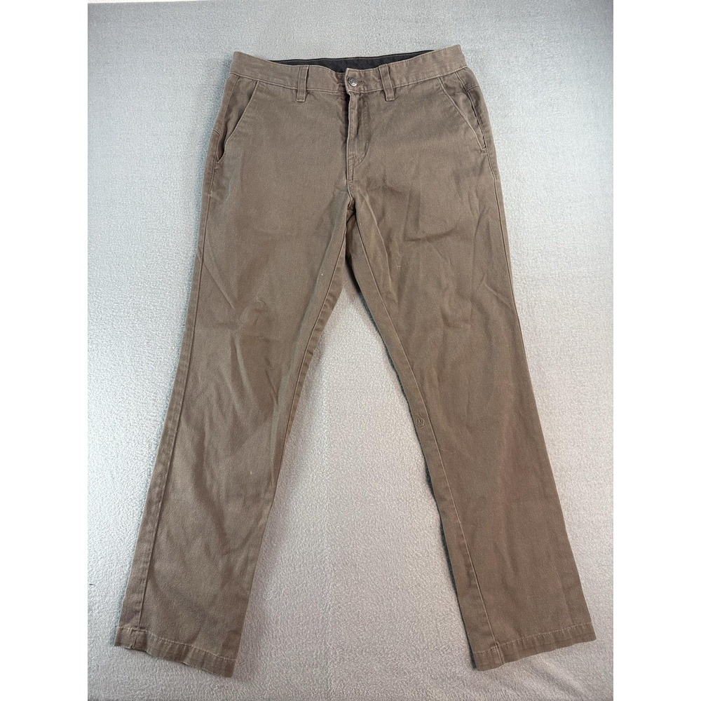 Volcom Pants Mens 32x31 Brown Regular Fit Canvas Chino Straight Leg Casual